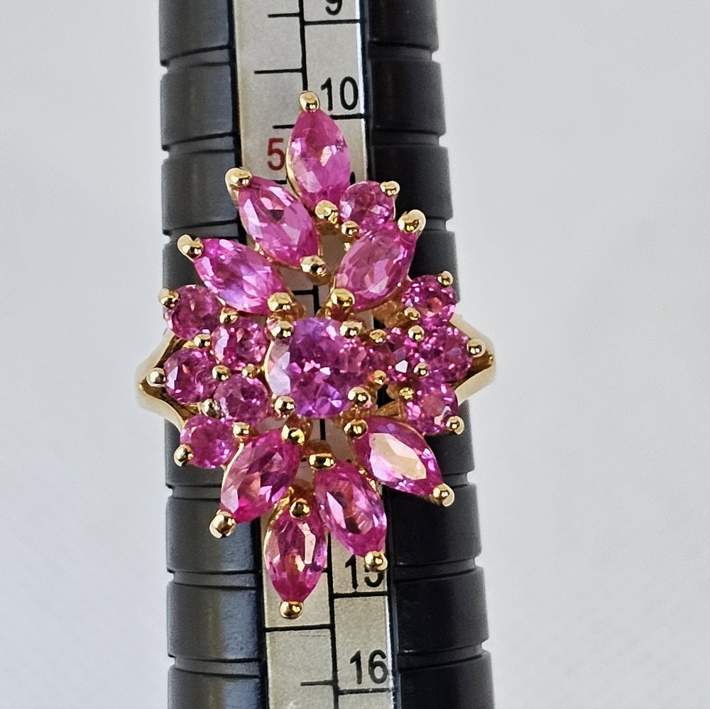 Vintage Ross Simons Pink Sapphire Ring 14K Vermeil Size 6! - Picture 8 of 8